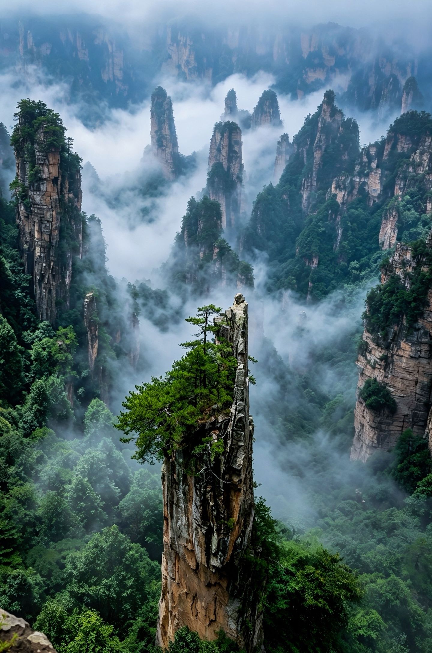金鞭溪峡谷溪流与原始森林