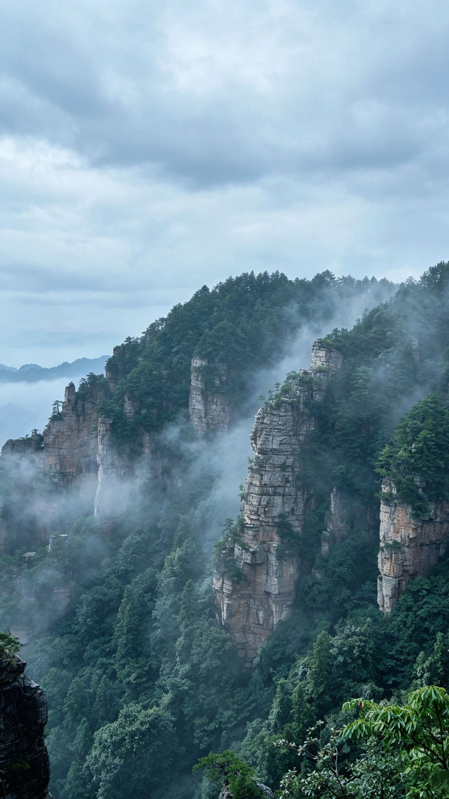 张家界天门山石英砂岩峰林与云海